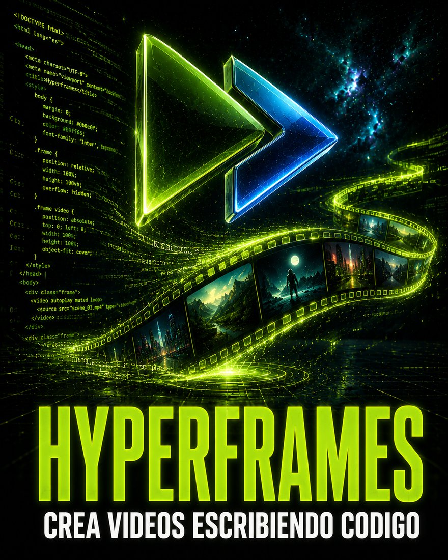 HyperFrames de HeyGen, framework open source para crear vídeos escribiendo HTML y CSS