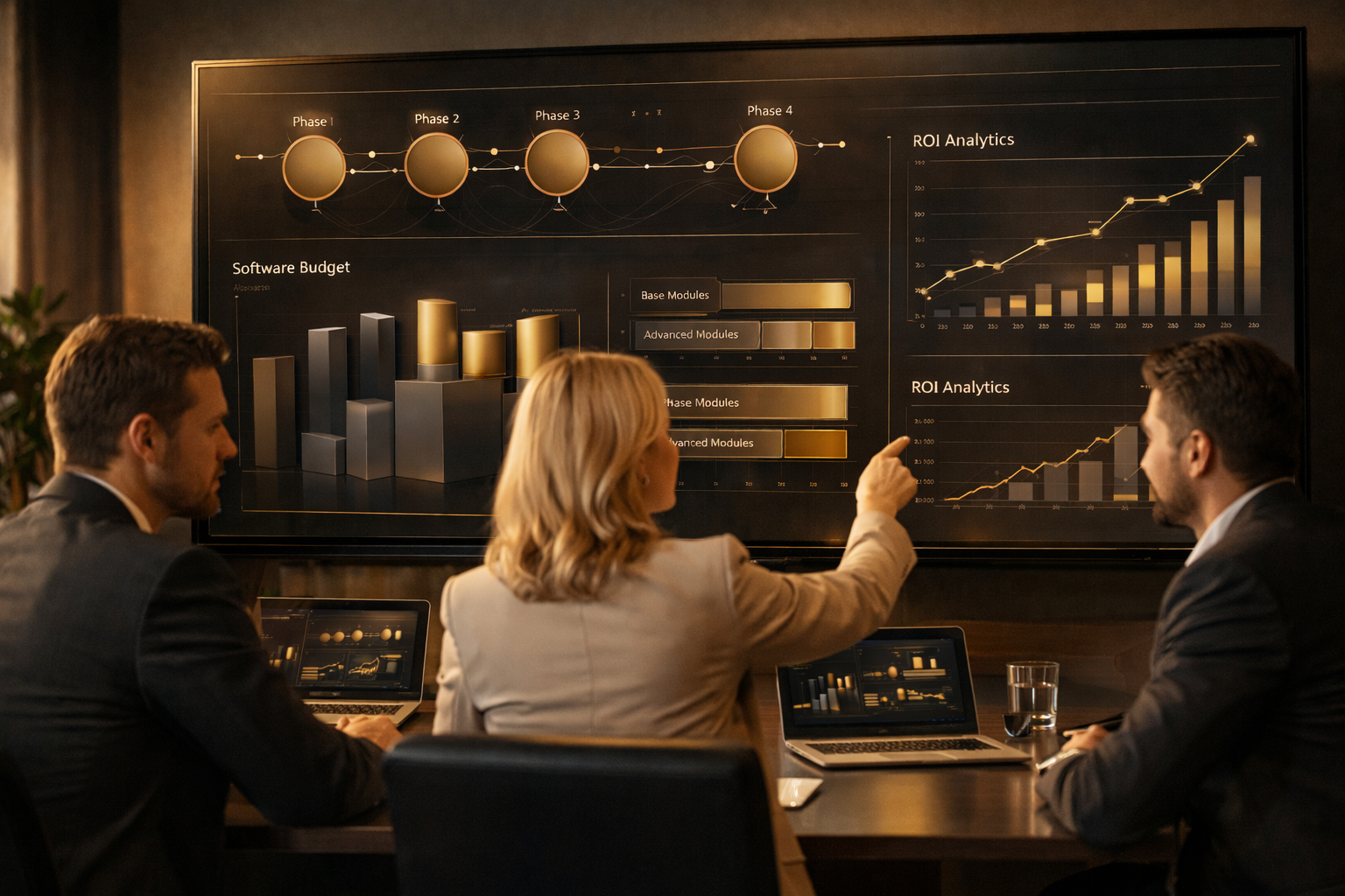 Roadmap de orçamento de software com marcos por fase